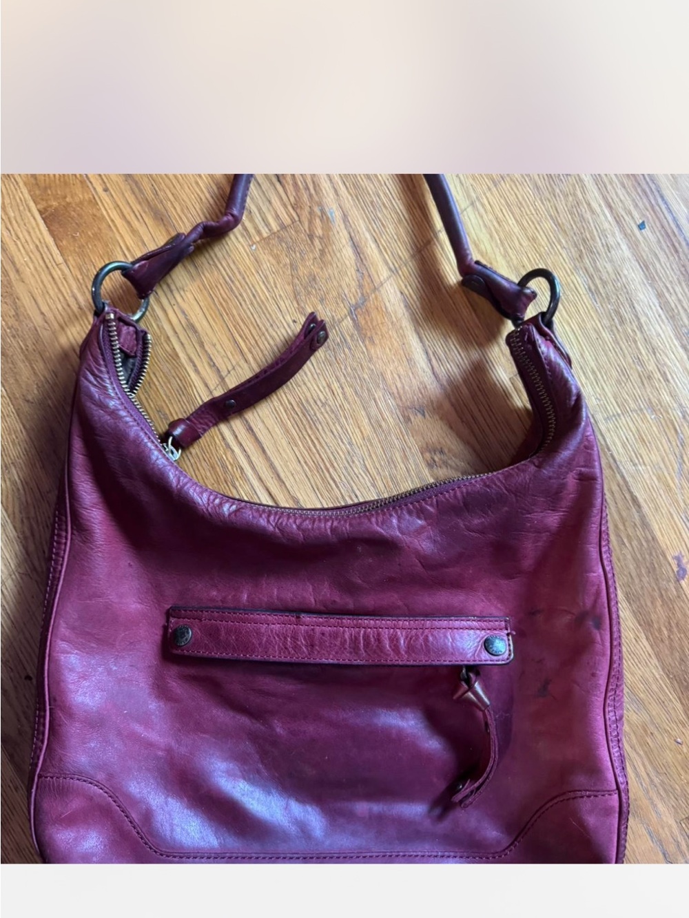LARGE brick red Frye Leather Hobo Shoulder Bag 2010s great awesome